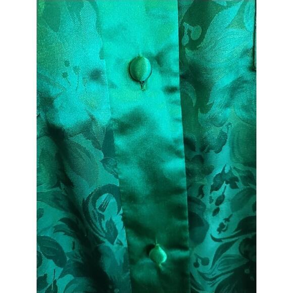 Kelly Green Satin Button Night Shirt Size Small St. Patricks PJs button floral - Picture 3 of 6